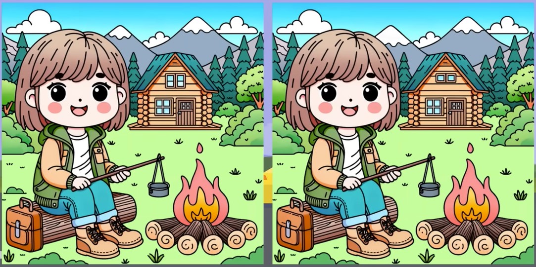 Допоможіть милій дівчинці знайти три відмінності на мальовничій галявині - фото 1