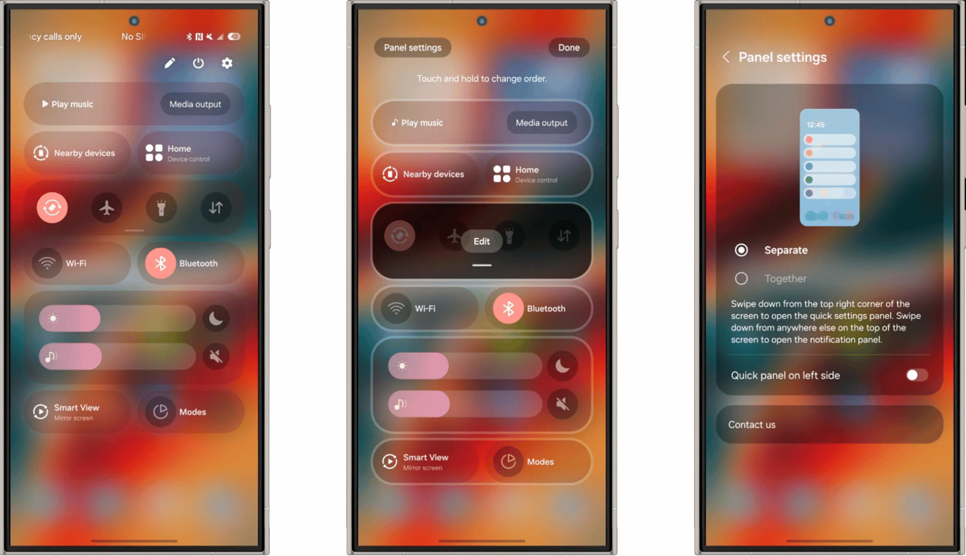 Шторка уведомлений One UI 7