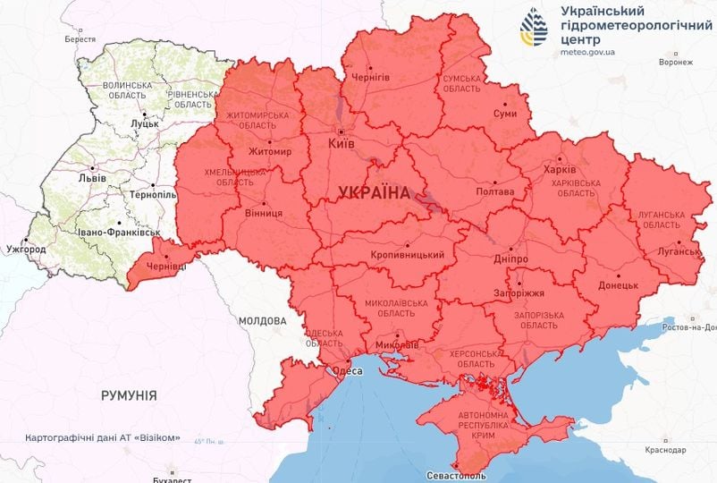 Пожарная опасность в Украине, карта по состоянию на 18 июля