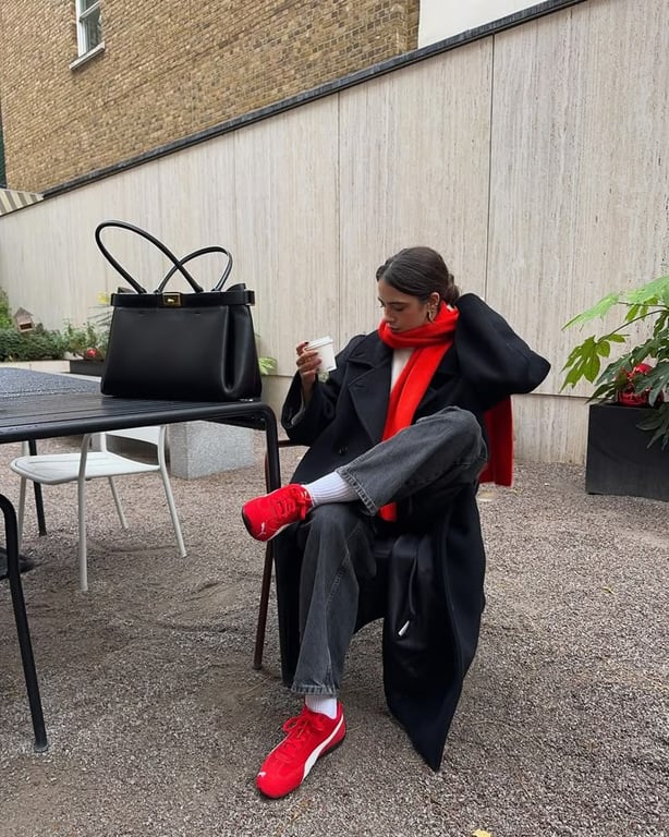 Puma red suede sneakers