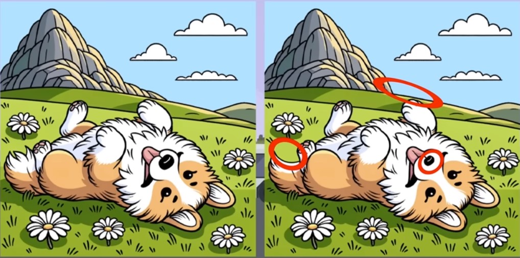 Безтурботний пустун бавиться на травичці — знайдіть відмінності за 12 секунд - фото 2