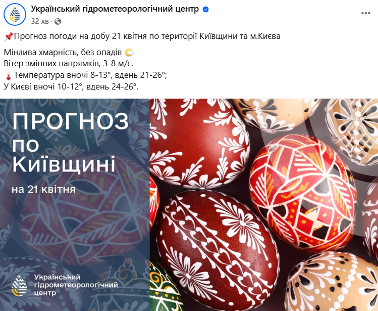 Київ погода 21 квітня