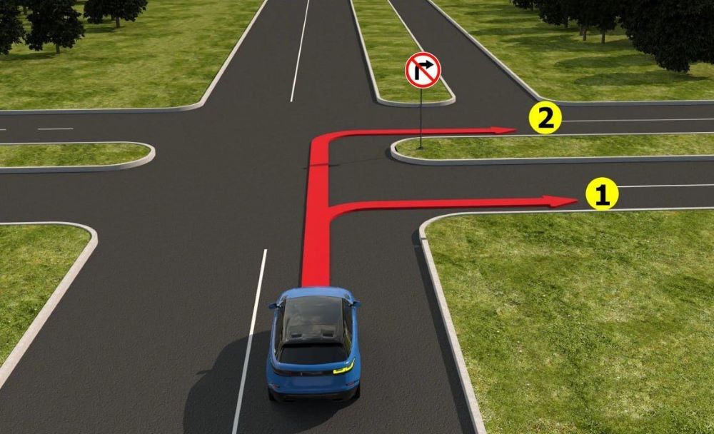 Швидкий тест з ПДР — по якій з траєкторій дозволено поворот праворуч - фото 1