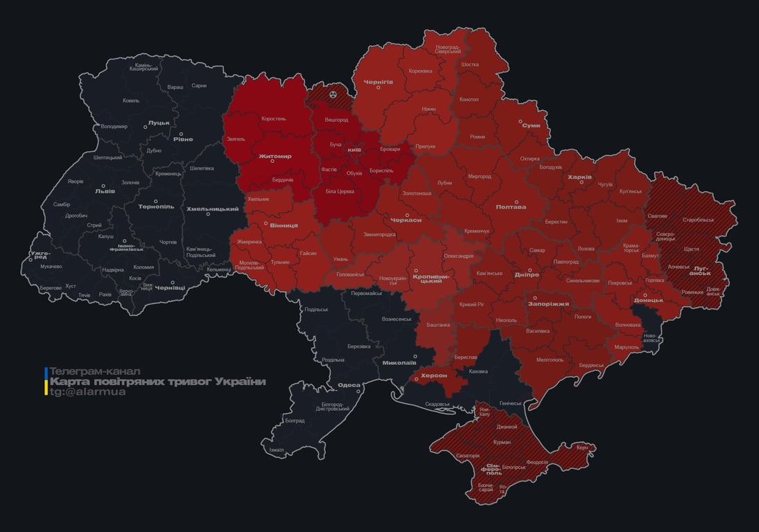 Повітряна тривога вночі 22 серпня 2026 року 