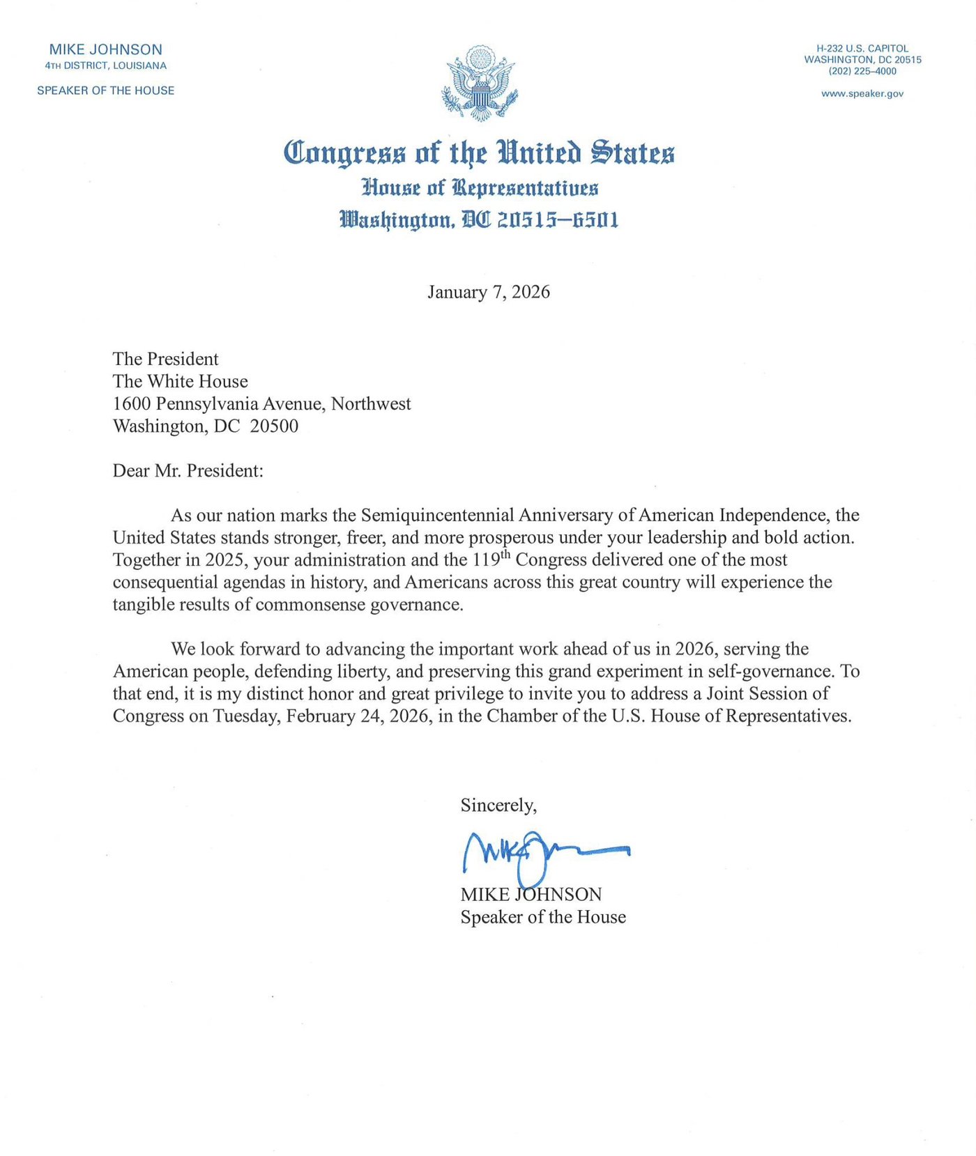 Трамп виступить 24 лютого 2026 року