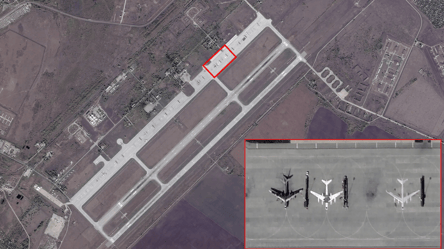 Росіяни домалювали літаки на авіабазі в Енгельсі: супутникові знімки - 285x160