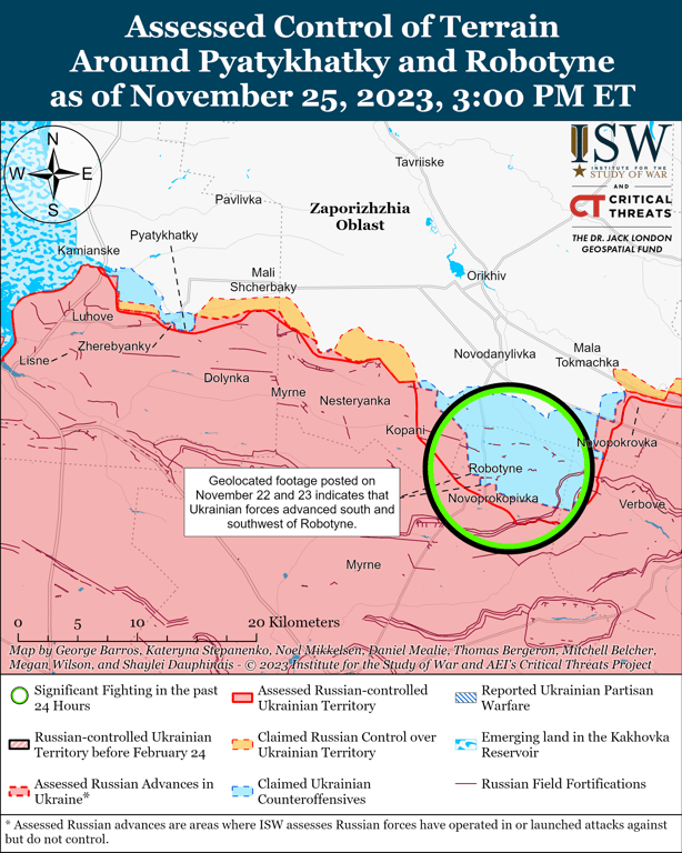Карта боевых действий на Запорожском направлении от ISW