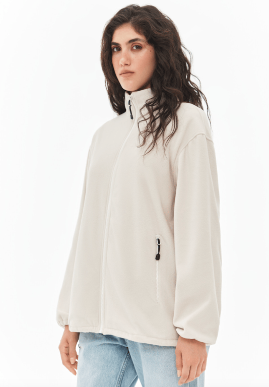 Тепла флісова кофта молочного кольору