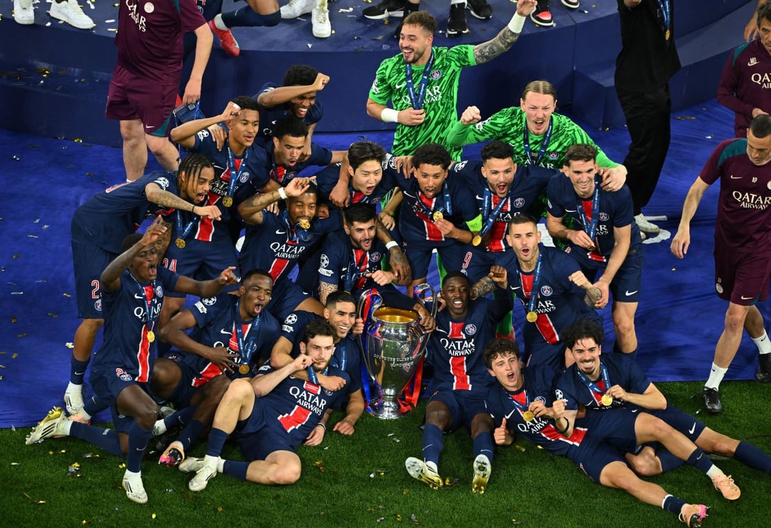 ПСЖ празднует победу в Лиге чемпионов