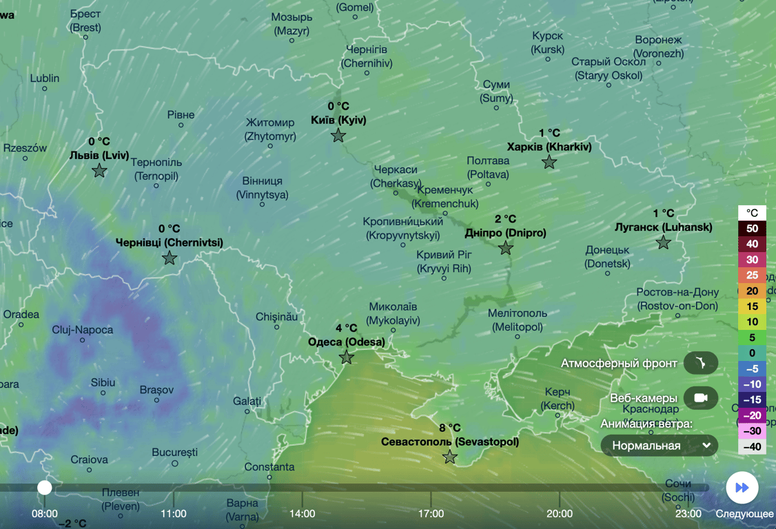 Карта температур