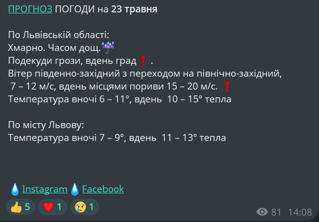 Не забувайте парасольку — якою буде погода у Львові завтра - фото 1
