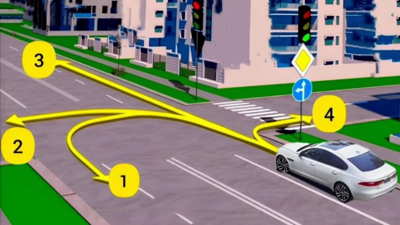 Тест ПДР на перехресті — яка траєкторія дозволена водієві