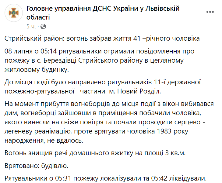На пожежі у Львівській області загинув чоловік - фото 1