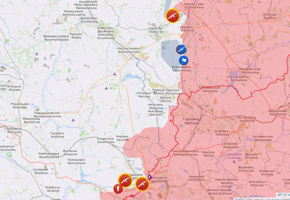 Карта боевых действий от Liveuamap