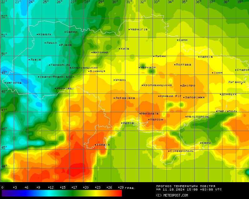 Температурная карта. Фото: Метеопост