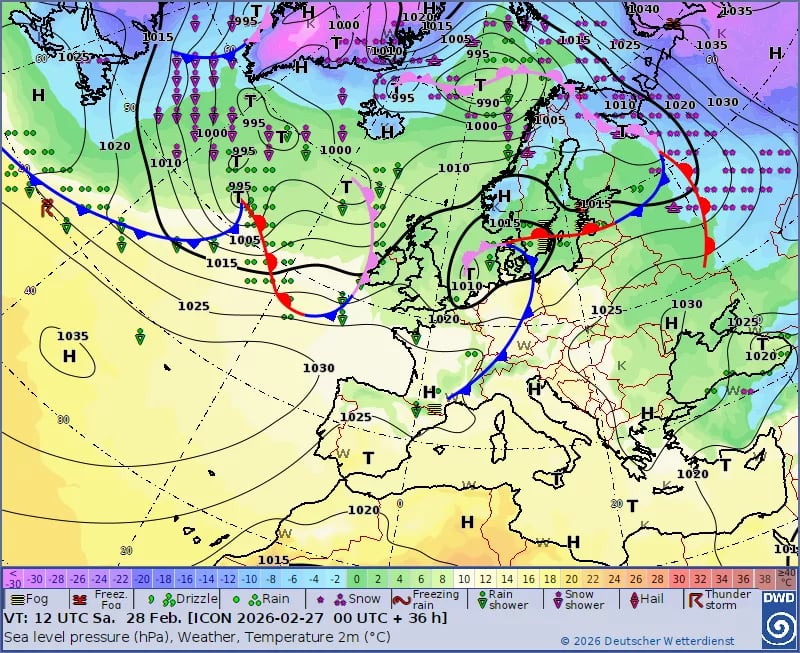 Прогноз погоди в Україні на суботу, 28 лютого