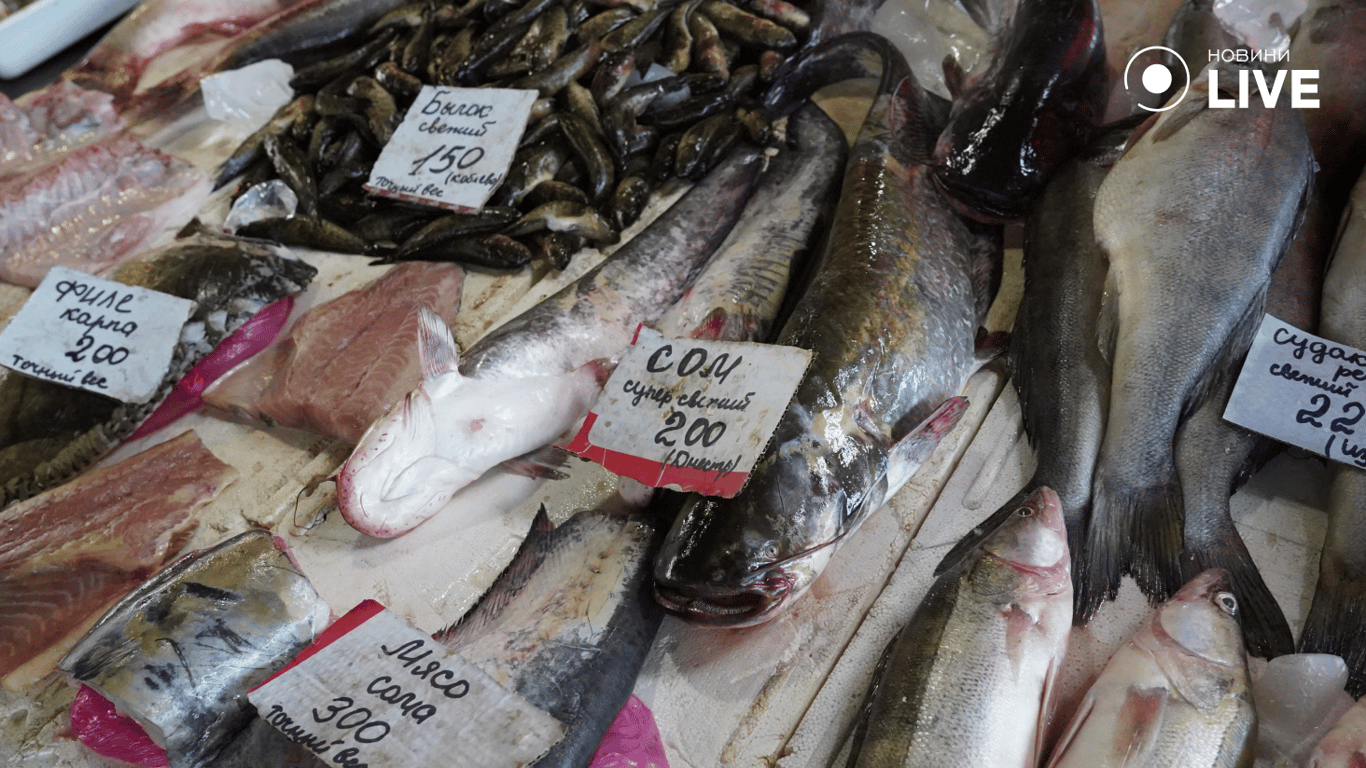 Ціни на свіжу рибу на ринку. Фото: Новини.LIVE