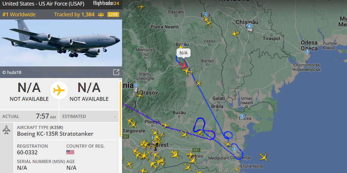 Boeing KC-135R Stratotanker. выполняет задание 12 июня