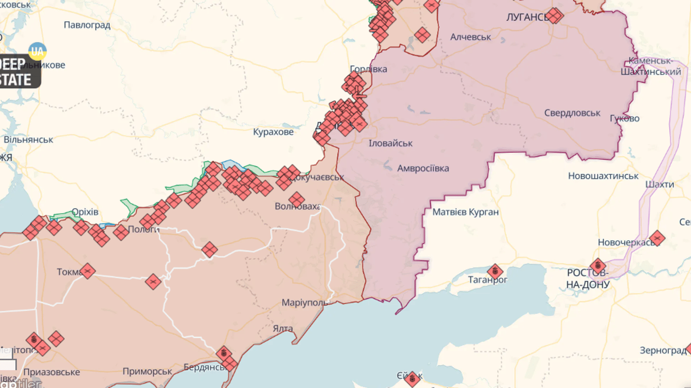 Онлайн-карти бойових дій в Україні на 25 червня