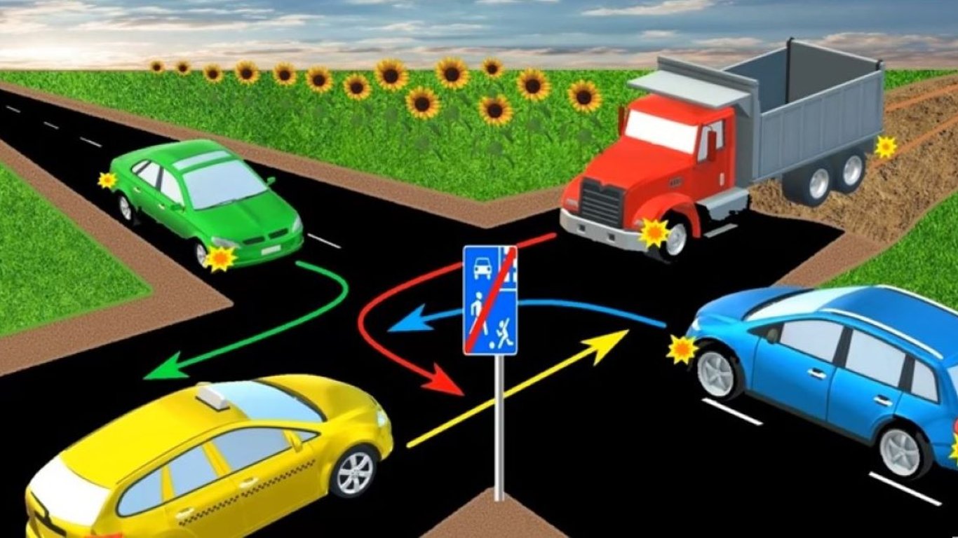 Сложная задача по ПДД: как не создать аварийную ситуацию на перекрестке