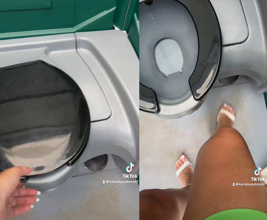 Камалія в туалеті підіймає сидіння