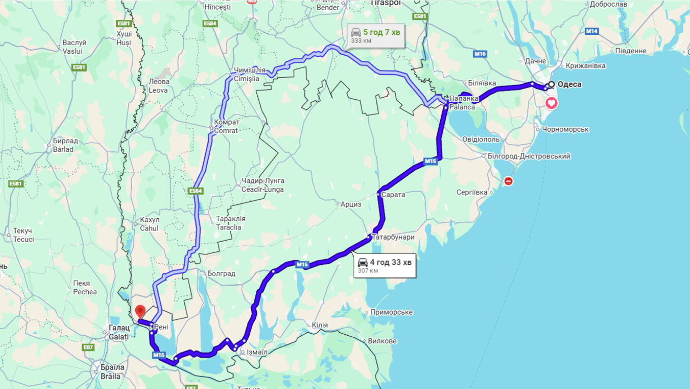 Затори на трасі Одеса-Рені