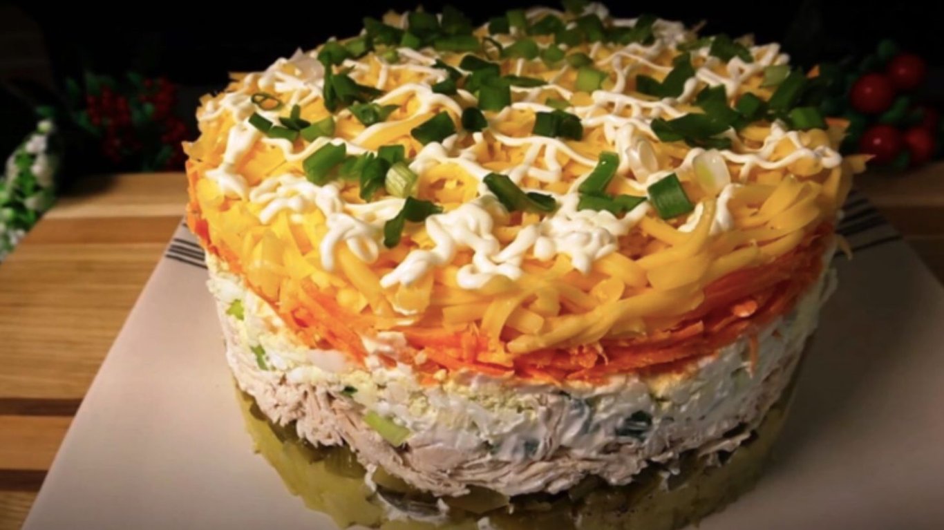 рецепт салата с курицей на новый год