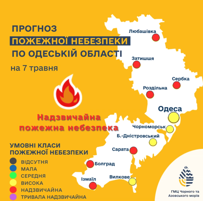 В Одесской области пожарная опасность на 7 мая