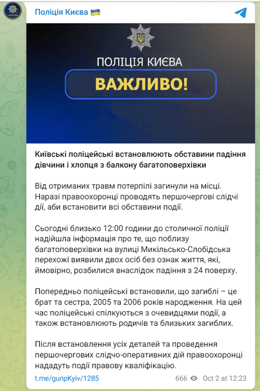 брат і сестра випали з балкону