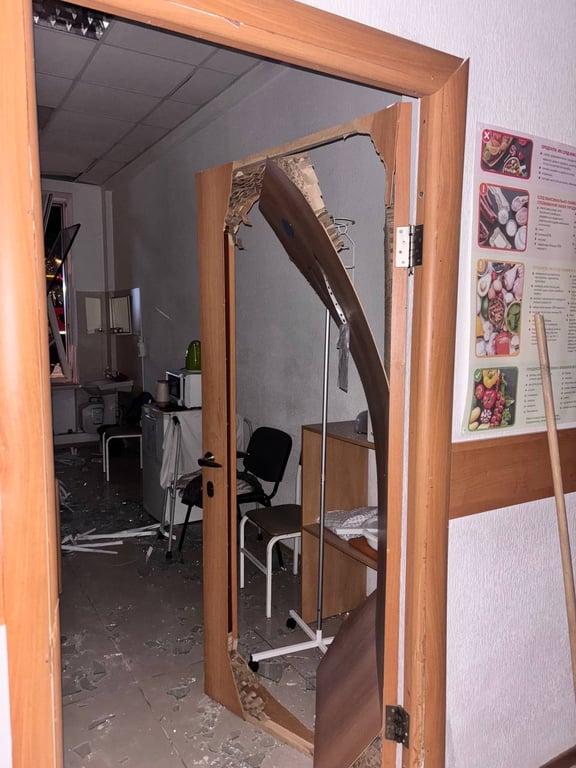 damaged hospital ward in Kharkiv