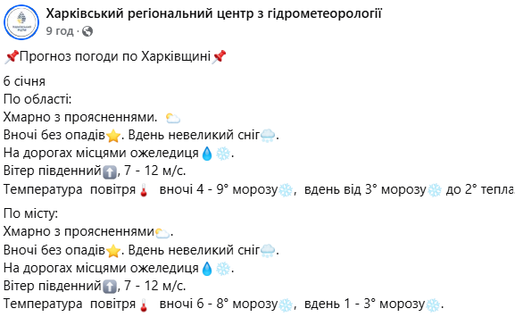 Погода у Харкові 6 січня