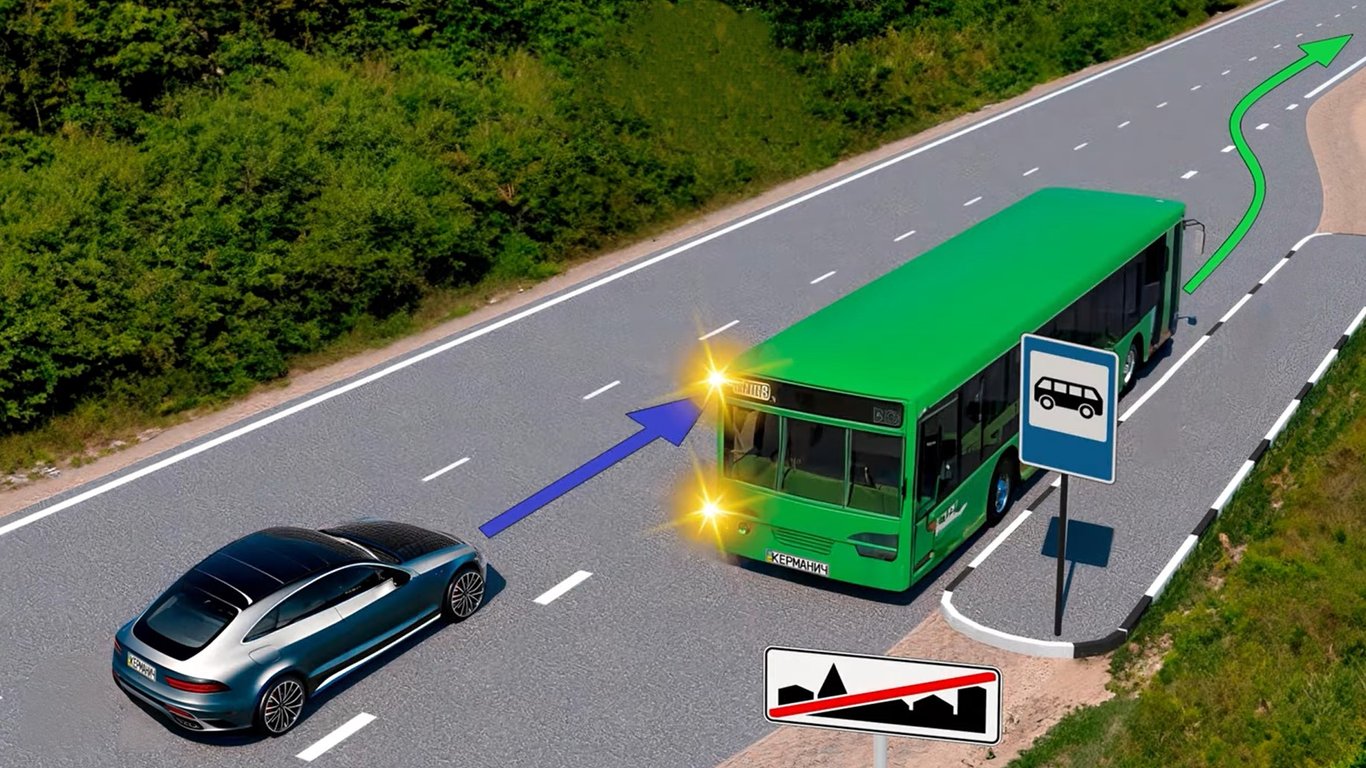 Тест по ПДД: автобус подождет, или водитель легковушки пропустит