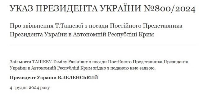 Звільнення Ташевої