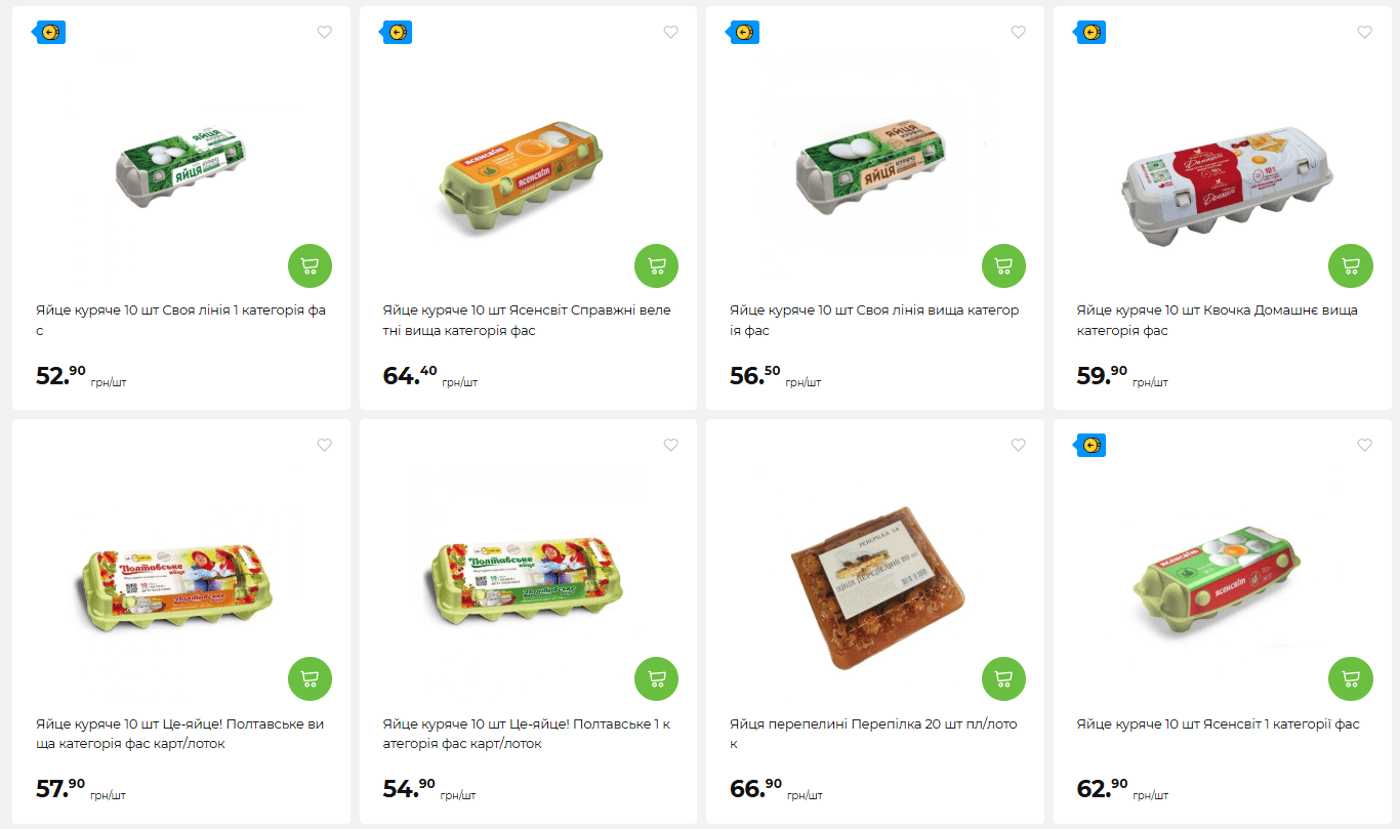 Цены на фасованные куриные яйца в АТБ