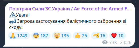 Повітряна тривога в ніч проти 1 серпня