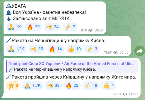 Росія підняла у небо МіГ-31К 21 червня