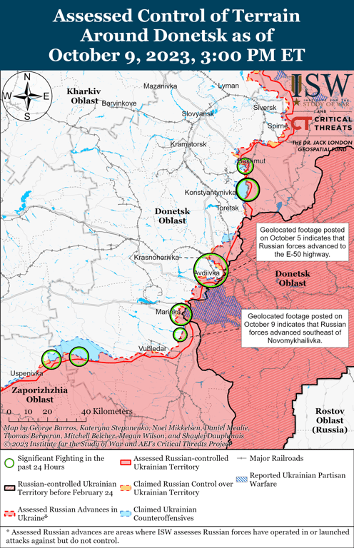 Карта бойових дій в Донецькій області від ISW