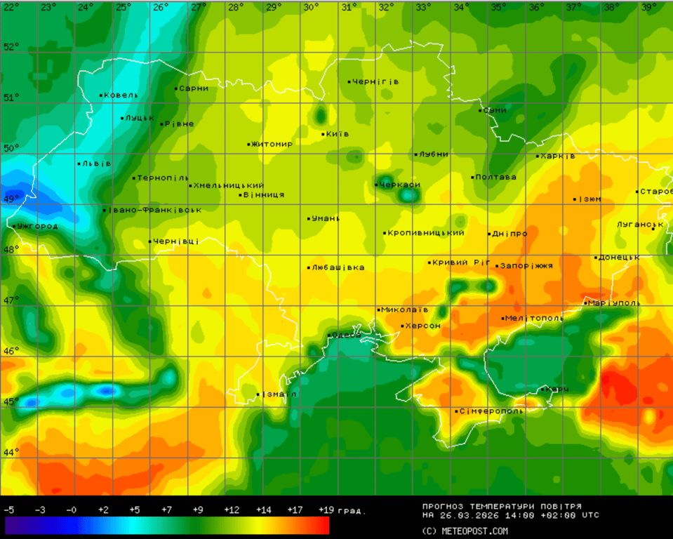 Прогноз погоди в Україні на 26 березня