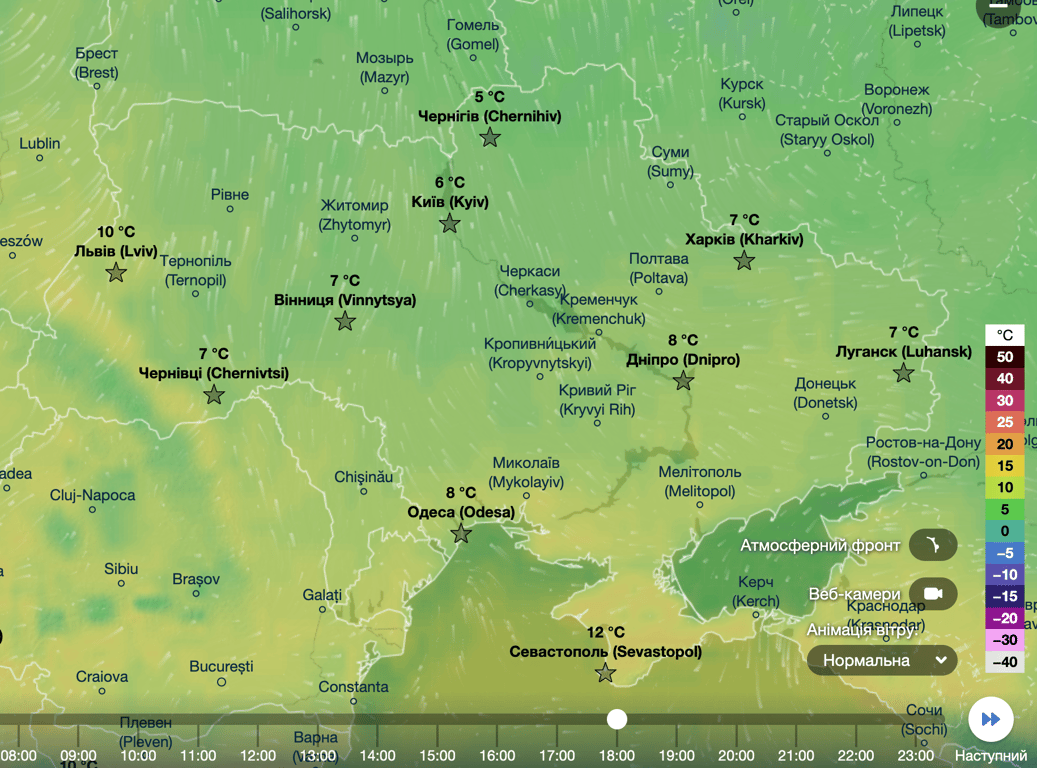 Карта температур