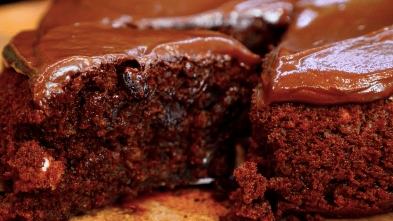 шоколадний пиріг з кефіром, родзинками та шоколадом