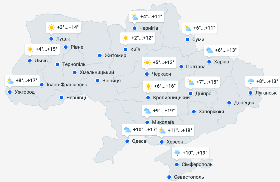 Прогноз погоди в Україні на 26 березня