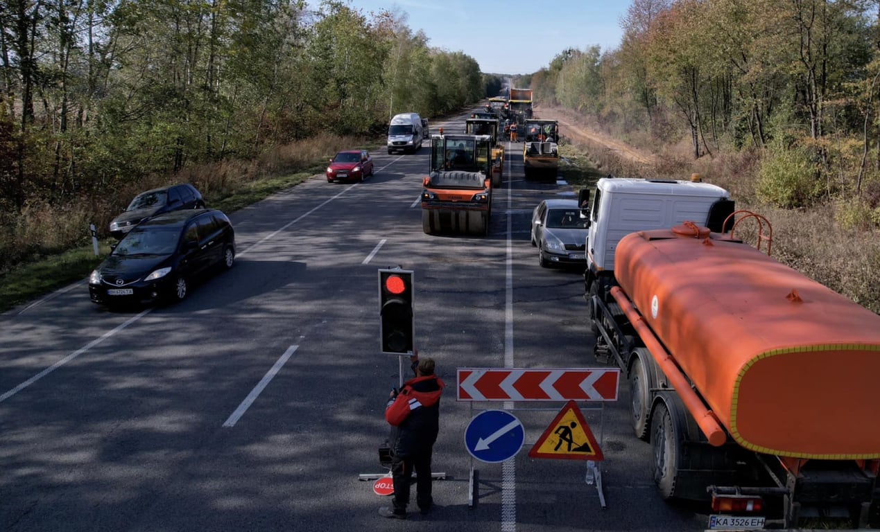 Ремонт на дороге М-21