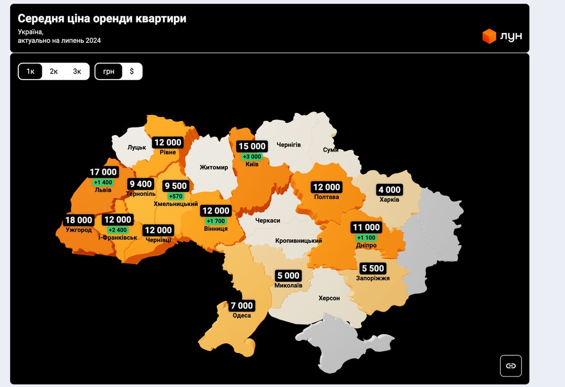 Скільки коштує зняти квартиру в Україні у липні 2024 року 