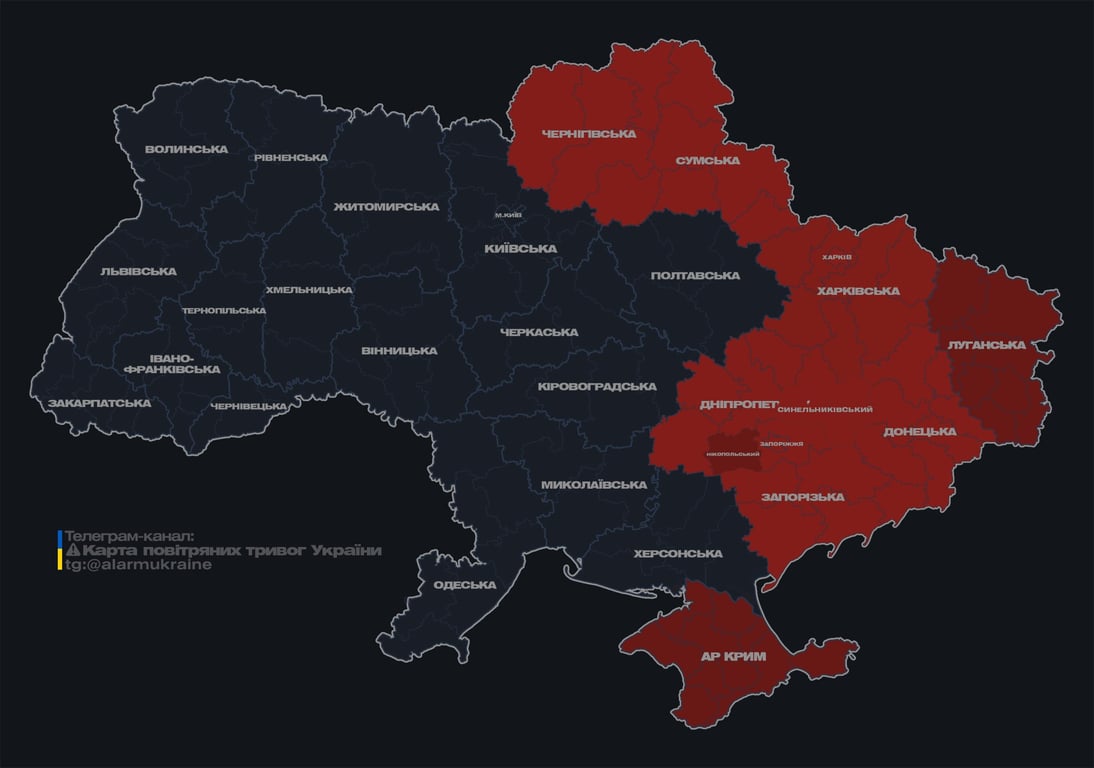 Карта повітряної тривоги 14 липня