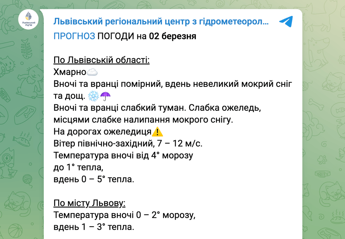 Погода у Львові 2 березня
