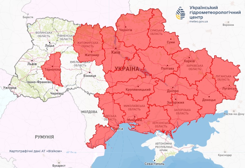 Пожарная угроза в Украине. Карта по состоянию на 28 июля