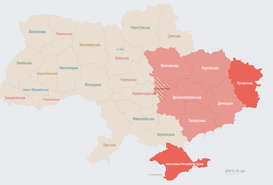 карта проветренных тревог. Фото: скриншот