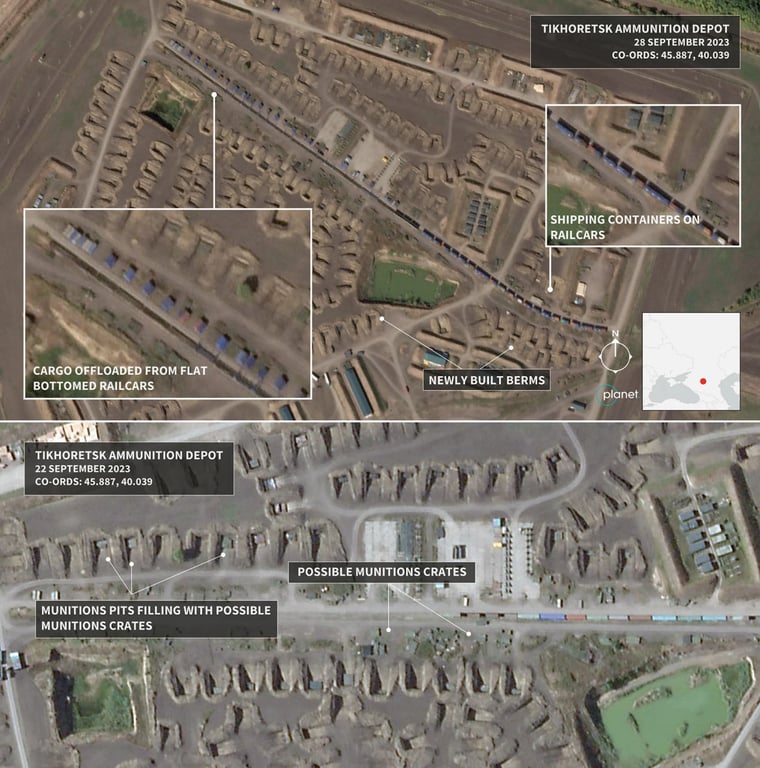 Карта Тихорецкого склада боеприпасов и активные работы на нем
