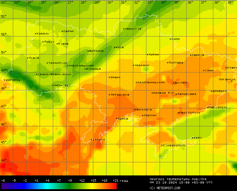 Температурная карта. Фото: Метеопост