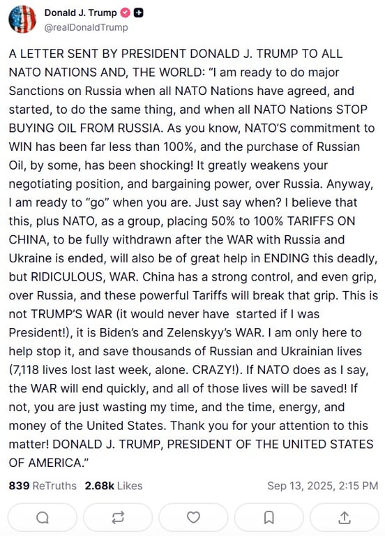 Трамп зробив заяву щодо санкцій